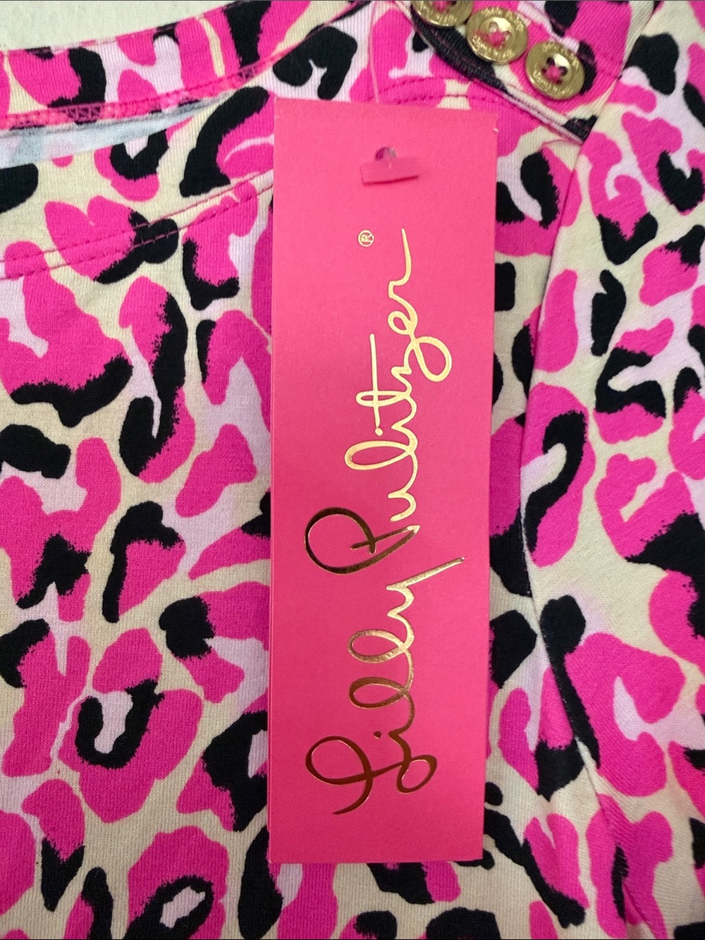 NWT LILLY PULITZER Sophie Pink Leopard Print Shift Dress with Border Trim - Picture 4 of 6
